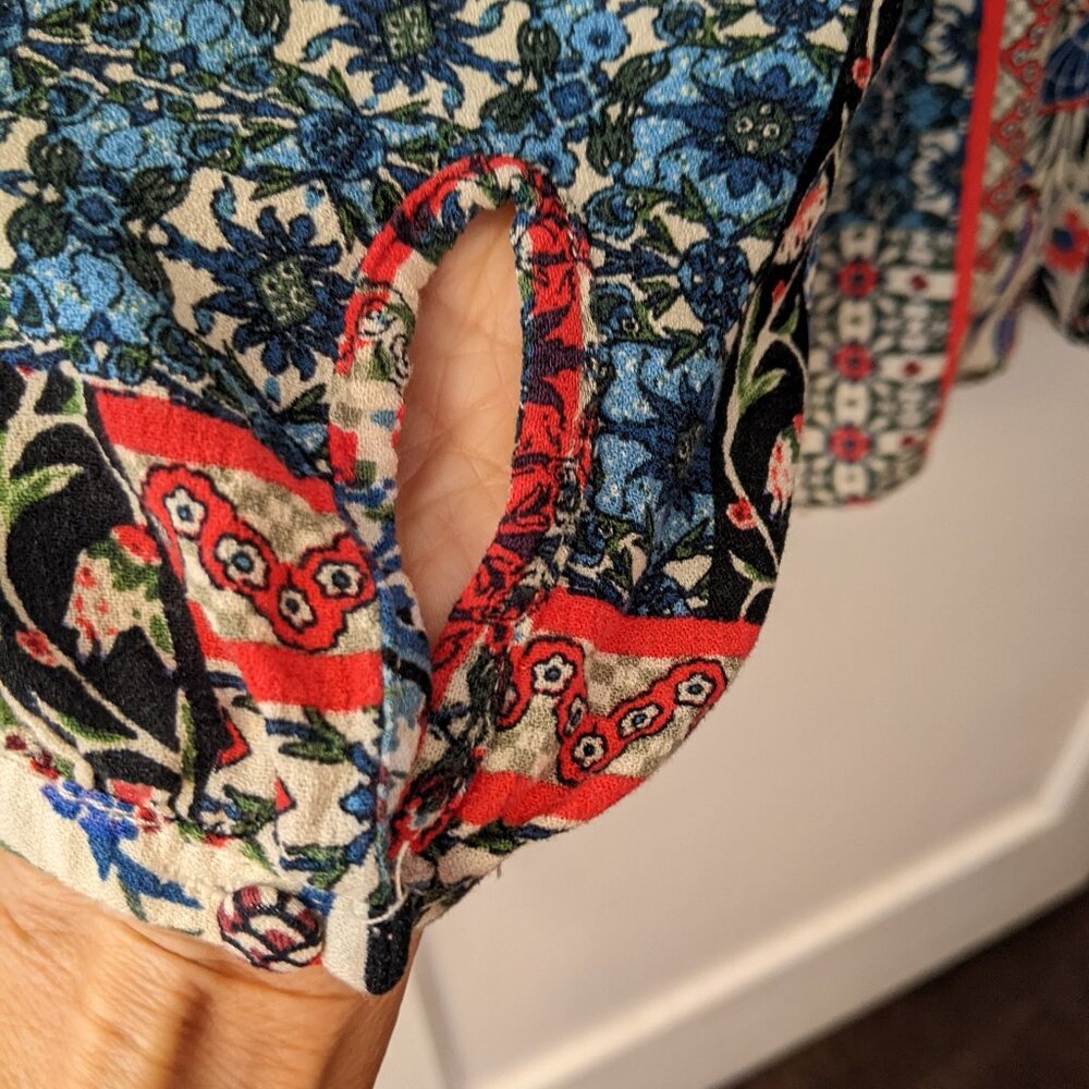 Jones & Co Womens 1X Top LS Colorful Geometric Print Hippy Y2K Festival Flowy - Picture 4 of 10
